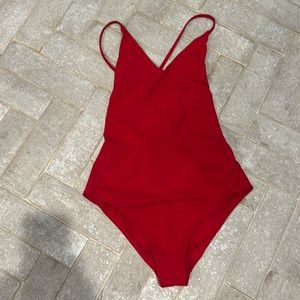One piece red lululemon swim suit